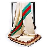 gucci schal fake  SAFZES Damen Schal Umhängetücher New 90cm Bedruckt Seiden Satin Schals quadratisch   Decke Cape Wrap Schal Stola, 90cm x 90cm, beige