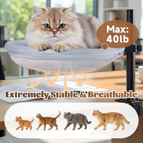 Hamac pour chat de bureau pivotant à 360° robuste et lavable pour bureau - 11