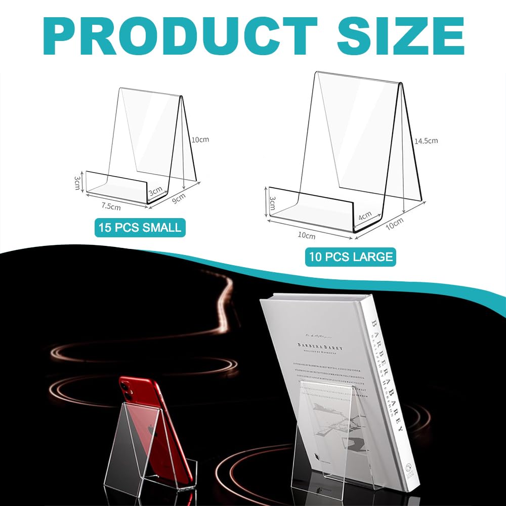 Lighterday 10Pcs Acrylic Display Stand Clear Book Stand Book Holder Plate Stand for Displaying Recipe Card Book Crafts Photos Magazine (10 Pcs & L) - Image 2