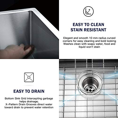 TORVA 25 Inch Drop-in Stainless Steel Single Bowl Kitchen Sink, Topmount Workstation Sink with 304 Stainless Steel Bar Prep Sink - Thumbnail 3