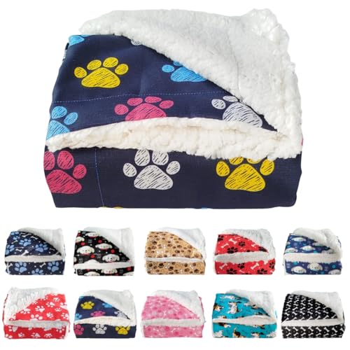 Manta Pet Para Cachorro e Gatos Cobertor Mantinha Carneirinho Quentinha (Patas Azul)
