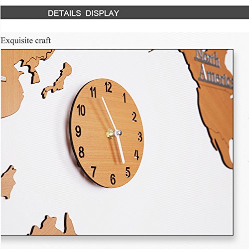 Wingoffly Creative Diy Home Decoration World Map Wall Clocks World Time Hanging Clocks (Black 53") #TOP3