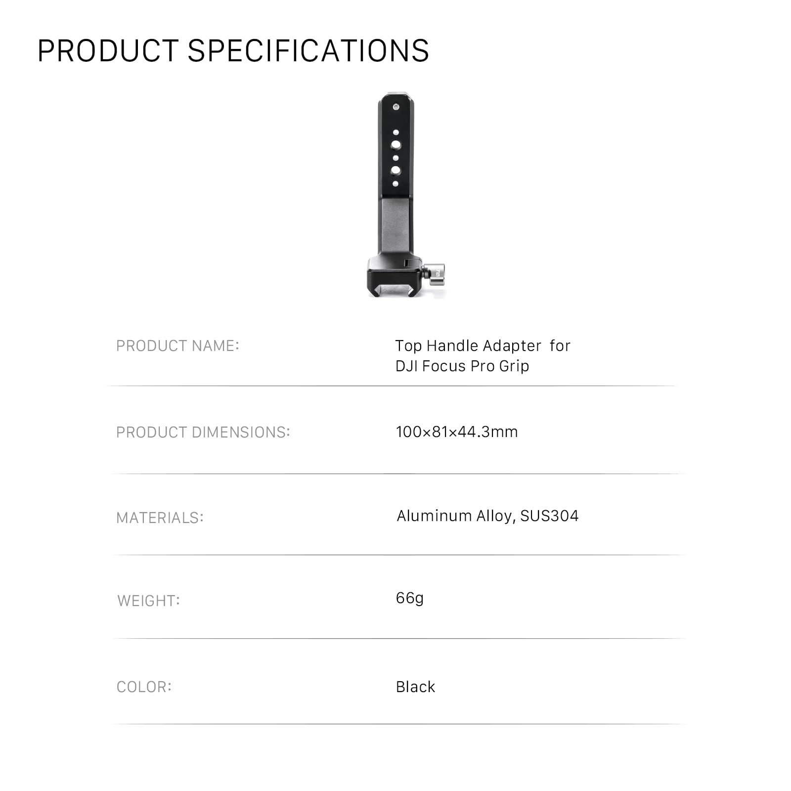 TILTA DJI Focus Pro Top Handle Adapter Kompatibel mit DJI Focus Pro Grip mit 1/4-20 Zoll Gewinde, NATO Rail Receiver - Schwarz TGA-FPG-THA