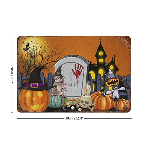 Panneau métal Halloween citrouille grand format 30x45cm résistant - 3