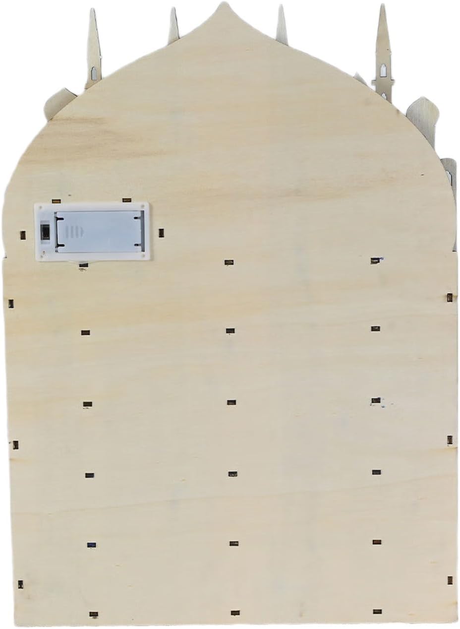 Eid Ramadans Wood Countdown Calendar with LED Light and 30 Small Drawers Advent Decors for Islamics Parties