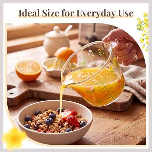 Vaso medidor de vidrio floral 500 ml con pico y asa miniatura 2