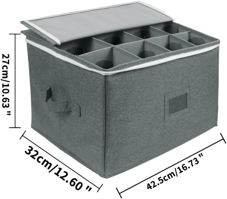 Protective Storage Case For 12 Wine Glasses Foldable Stackable Hard Shell Box