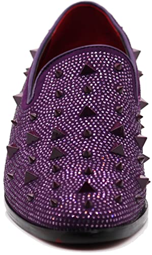Image of SPK24 Men Vintage Spikes Sparkle Formal Tuxedo Stage Fashion Slip On Loafer Dress Shoes