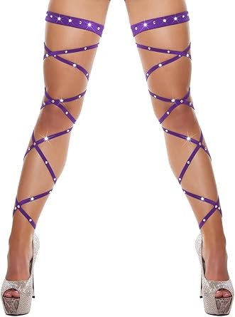Newfancy Women Rave Festival Sexy Shiny Rhinestone Leg Wraps for Raves, Dance, Music Concert, Club Wear