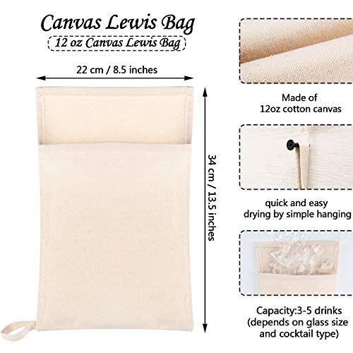 Boao 2 Pieces Ice Crusher Lewis Bag Summer Mallet Canvas Bag Crushed Maker Reusable Bag Ice Crusher Wood Hammer for Bartender Bar Accessory