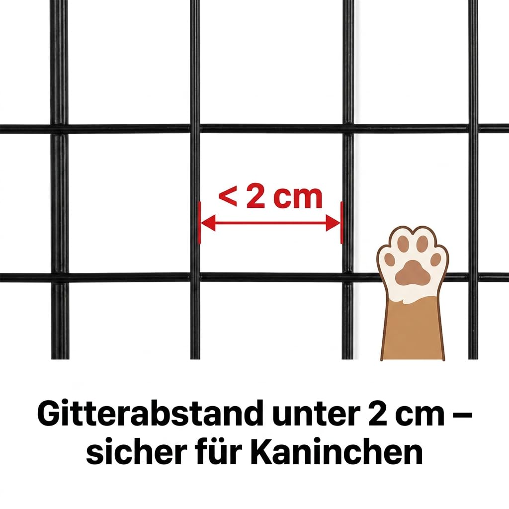 Kaninchenstall 2-stöckig mit 5-teiligem Zubehör-Set – Faltbarer Hasenkäfig 82,5×60,5×70 cm – Spritzschutz-Kotkasten, Metall-Heurack, Trinkflasche, Strohnest – Kleintiere Innen