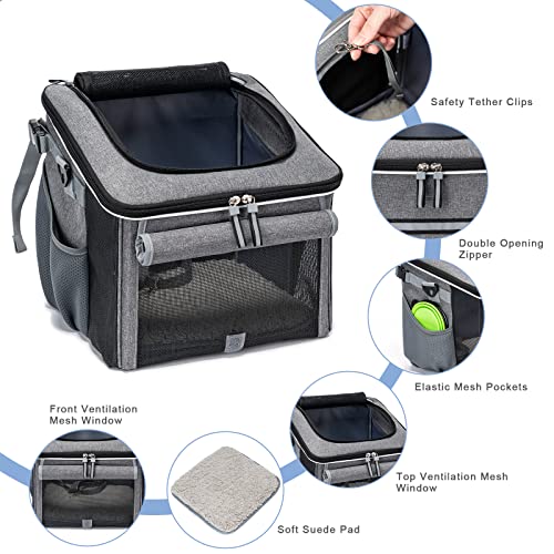 Babeyer Dog Bike Basket, Soft-Sided Dog Bike Carrier With 4 Mesh Windows For Small Dog Cat Puppies - Grey #TOP1