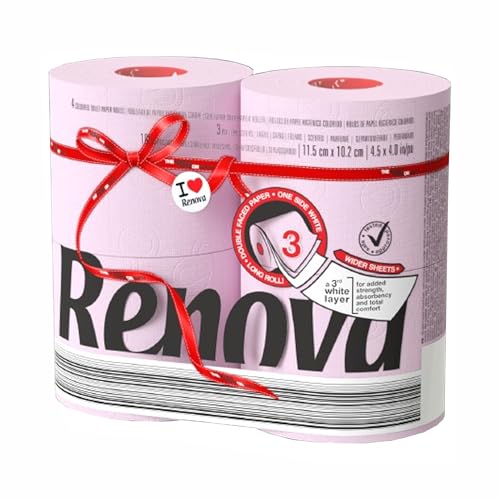Renova Colored Toilet Paper 3-Ply – 4 Rolls Set – Soft Decorative Bathroom Tissue in Multiple...