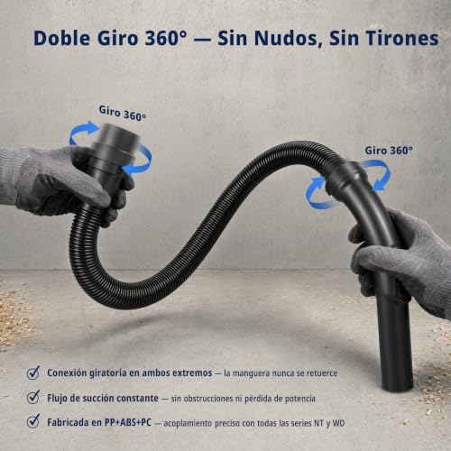 Miniatura 5 de Besshepplo Manguera De Repuesto Para Aspiradora, Manguera Extralarga Para Uso En Seco Y Húmedo Para Karcher Nt20 30 Wd1 Wd2 Wd3 Wd4 Wd5 Wd6 Wd 6 P. Plástico Pp, Abs Y Pc De Primera Calidad 3,5 M .
