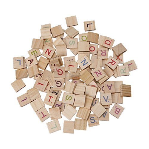 100 fichas de madera con letras y números coloridos miniatura 1