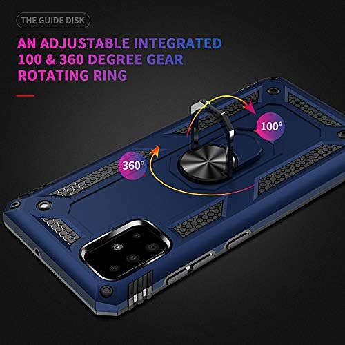 Phone Case for Samsung Galaxy A51 5G/A 51 5G UW Verizon with Tempered Glass Screen Protector Cover Stand Ring Holder Hard Shockproof Magnetic Cell Accessories Glaxay 51A G5 Gaxaly S51 Women Men Blue
