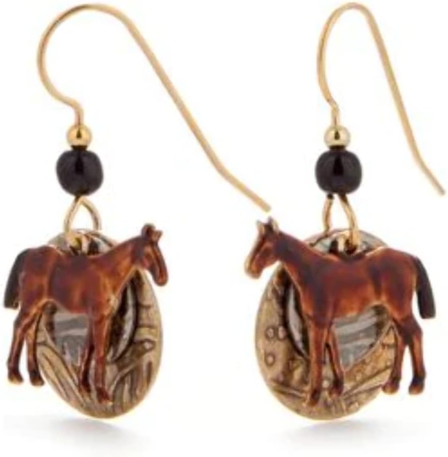 Silver Forest Chestnut Mare Dangle Earrings, E-8308