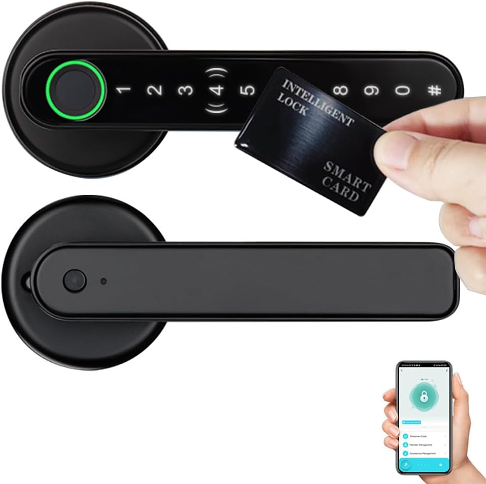 Smart Fingerprint Door Lock - 5-in-1 Keyless Entry With App Control, Codes, Keys & Cards For Home Security