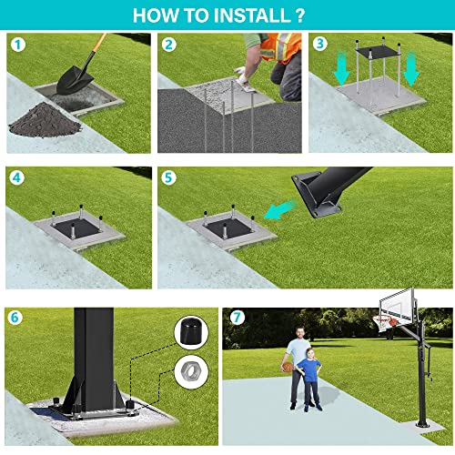 Toriexon Basketball Hoop Anchor Kit 9”, Universal Fit Ground Anchor Kit, Basketball Mounting Kit for Easy Relocation and Compatible with All Basketball Goals - Thumbnail 5