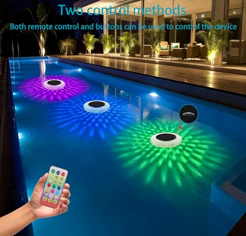 Solar-Pool-Ionisator,Schwimmender Wasserreiniger aus Kupfer mit Mehrfarbigem LED-Nachtlicht zum automatischen EIN-/Ausschalten,Pool-Zubehör reduziert Chlor und Hautreizungen für Süß- und Salzwasser