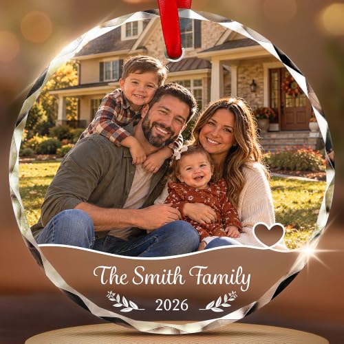 Image of Personalized Christmas Ornaments 2026, Custom Photo Tree Ornament, Crystal