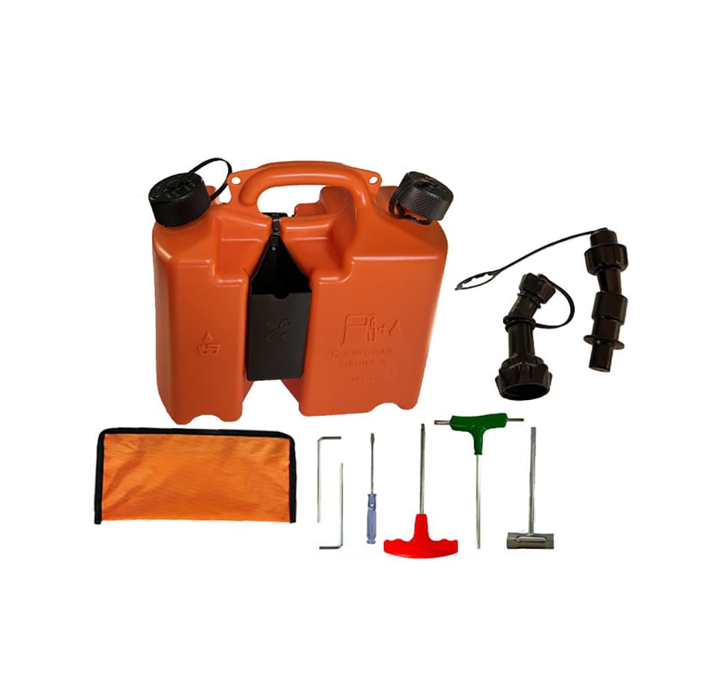 00008810113 Contenedor de combustible con boquilla de control inteligente a prueba de derrames, contenedor de combustible de tambor combinado de 5 L con extensor de boquilla adicional y kit de