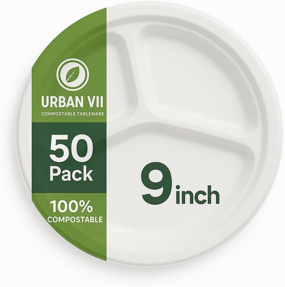 32 oz Compostable Paper Bowls [250-Pack] – Heavy-Duty & Leak-Resistant Disposable Bowls, Natural Sugarcane Bagasse Fiber, Microwave-Safe, Eco-Friendly for Parties, Catering & Everyday (50, 16 Oz)