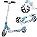 Produktbild Best Sporting Scooter 180er Rolle, höhenverstellbarer Kinder-Roller 80 - 85 - 90 cm aus Alu, Kickscooter mit Ständer, Farbe: blau/weiß