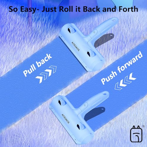 Image of ACE2ACE Pet Hair Remover, Reusable Lint Roller for Cat and Dog Hair, Blue | Self Clean Cat Hair Remover with Dust Bin, Dog Hair Remover for Couch, Furniture, Carpet, Sofa and Bedding