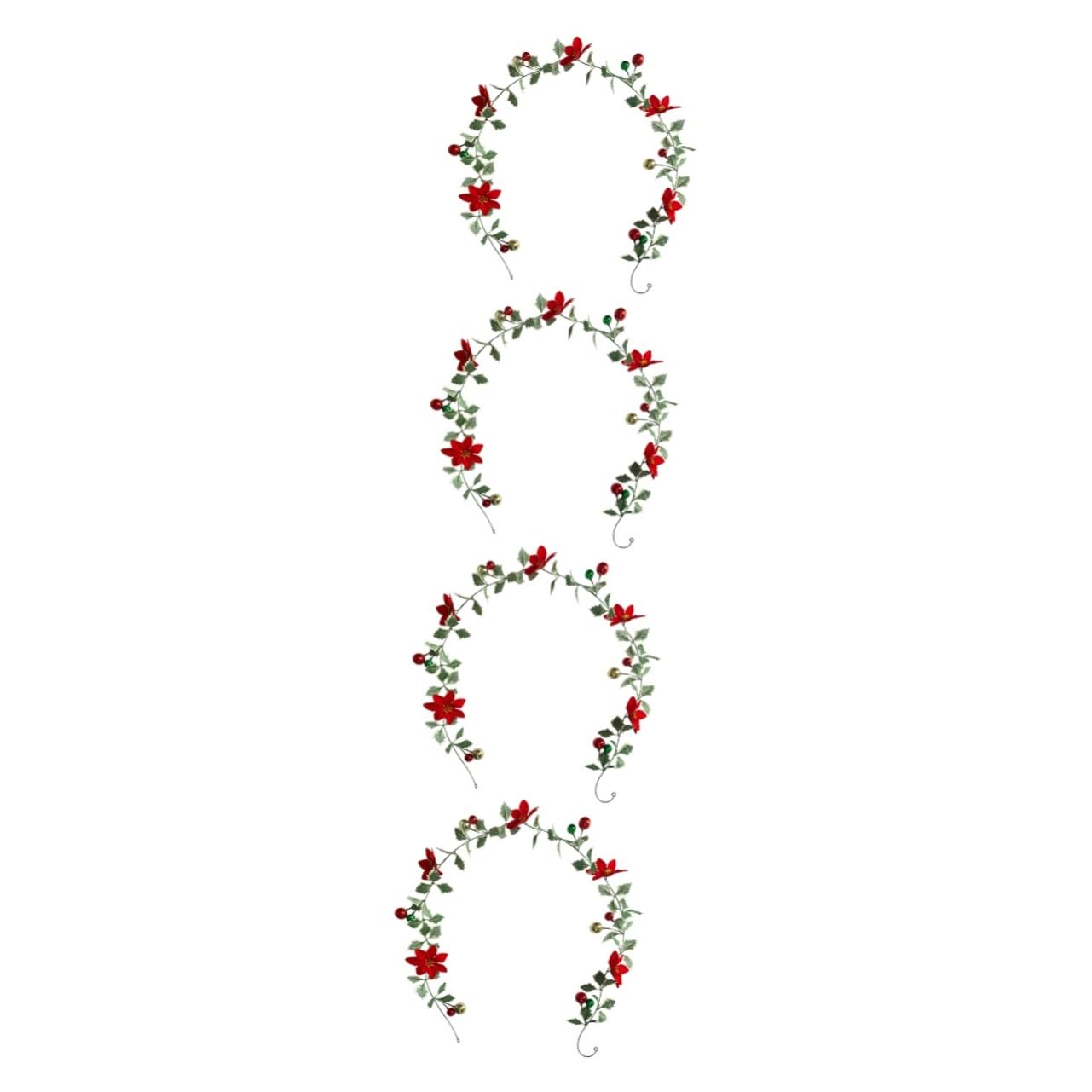 Lot de 4 guirlandes de fleurs artificielles en rotin fausse décoration suspendue rouge