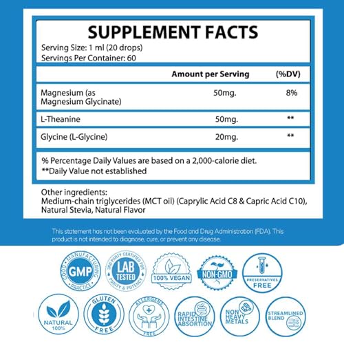 Image of 1Q Relax Liquid Calm Natural Drops for Kids & Toddler| Magnesium Glycinate, L-Theanine & L-Glycine |No Melatonin, Sugar-Free, Non-GMO | Advanced Absorption| Gentle Mood, Bedtime & Sleep Support| 2floz