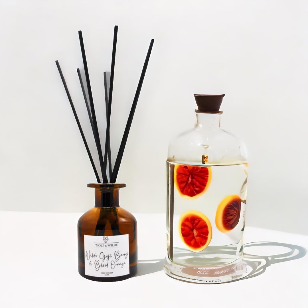 Goji Berry & Blood Orange 120ml Reed Diffuser With 8 Reeds | Handmade In Hebden Bridge, Yorkshire,UK