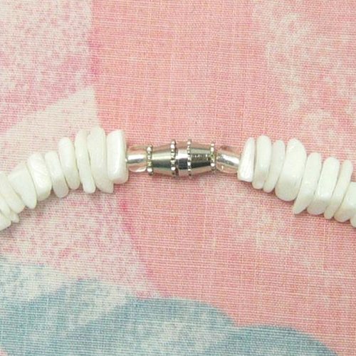 Native Treasure 18" Polished White Rose Clam Chips Puka Shell Necklace From The Philippines #TOP4