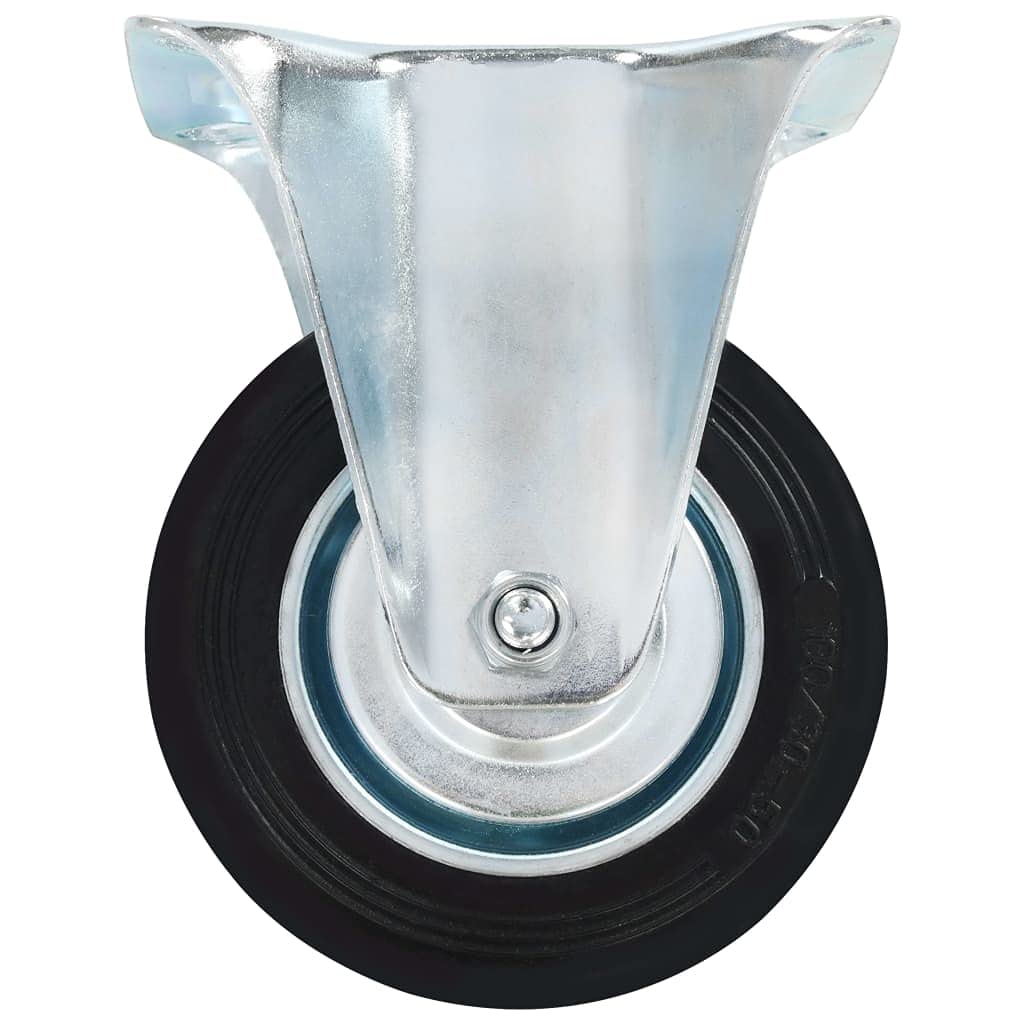 Rollen Set 4 Stk 100 mm aus Gummi und Eisen mit Zinkbeschichtung für Rollwagen, Plattformwagen, Sackkarre, Fördertechnik, Lagerlogistik, Materialtransport, 70 kg je Rolle
