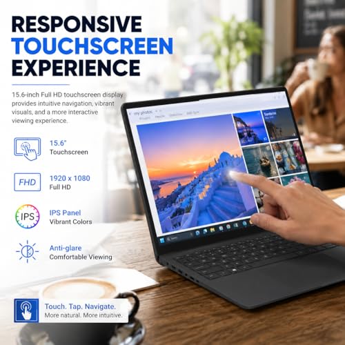 Dell 2026 DC15250 Ai Touchscreen Laptop, Intel i7 CPU (10 Cores Up to 5.00 GHz), 16 GB DDR5 RAM 512GB SSD, 15.6" FHD LED 220 Nits Anti-Glare, Wi-Fi6, Webcam, Copilot Key, Black - Windows 11 Pro - Image 4