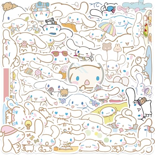 50Pcs Cartoon Sanrio Cinnamoroll Stickers Cartoon Dog Laptop Sticker Japanese Anime Stickers for Water Bottles Toy Gifts for Kids Men and Women (Cinn)
