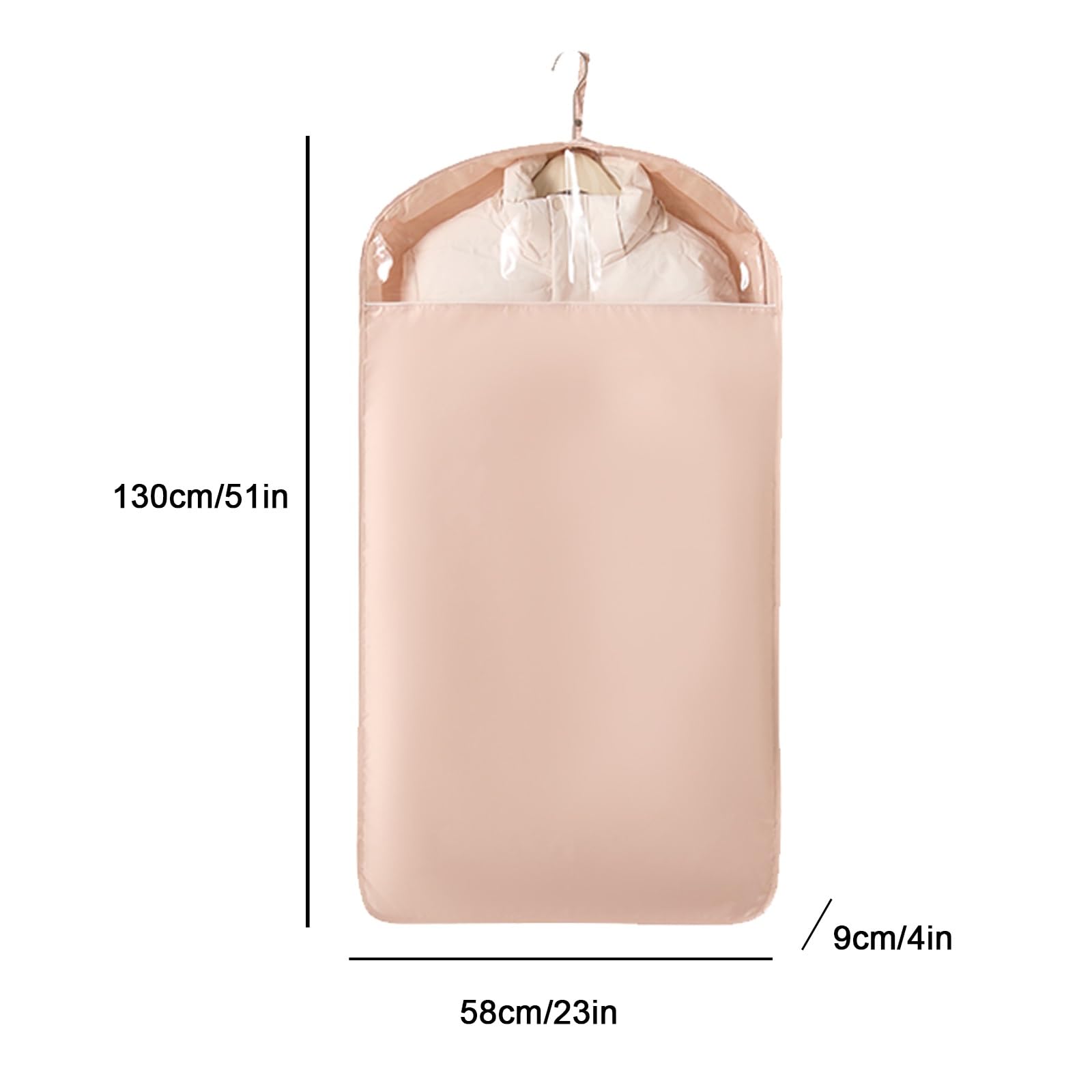 Pokrowiec na Ubrania, Wiszący Pokrowiec na Ubrania z Otworem u Dołu, Poszerzony Otwór Widokowy, na Płaszcze Bawełniane, Swetry, Kurtki Puchowe(Pink,58x130cm/23x51in)
