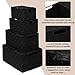 KEDSUM Woven Storage Baskets Boxes Bins, Storage Baskets with Lids, Woven Strap Baskets, Nylon Woven Storage Baskets Bin, Built-in Carry Handles (Black Set of 4) …