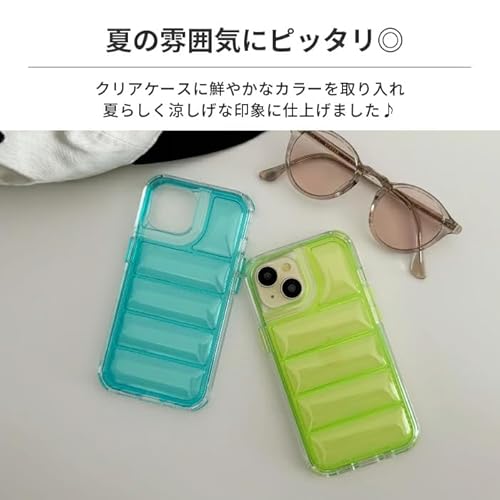 【UNii 公式】 オシャレ 背面クリア 透明スマホケース【もこもこデザインが 大人 可愛い iPhoneケース 】耐衝撃 面白いiPhoneケース うねうね スマホケース [ UNiCASE ] ダウンクリアケース for iPhone 15,14,13(クリア)