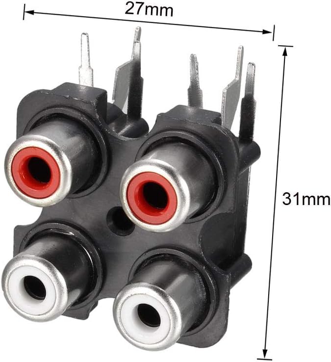Oiyagai 5 Pezzi Connettori Jack RCA Femmina Per Montaggio Su PCB – 6 Ingressi, Audio/Video, Per TV, DVD, Altoparlanti