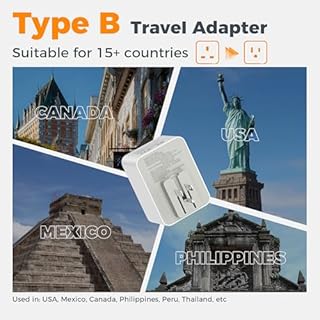 TESSAN UK to US Plug Adaptor 2 Pack, Foldable USA Travel Adapter with USB C (20W Fast Charging) and USB A, American Plug Adapter UK to Mexico, Canada, Thailand, Philippines, Peru(Type B)