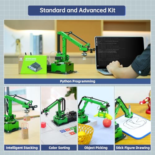 Image of LewanSoul JetMax Robotic Arm for Jetson Nano AI Vision ROS Open Source Programmable Robot Arm Kit with 4 Kinds Gripper Big Chassis Sensor Modules Wireless Control App /PC Coding Study DIY Robot