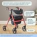 Medline Premium Empower Rollator Walker with Memory Foam Seat, Black & Red, 300 lb. Weight Capacity, 8” Wheels, Microban Technology, Cupholder, Rolling Walker for Mobility Impairment