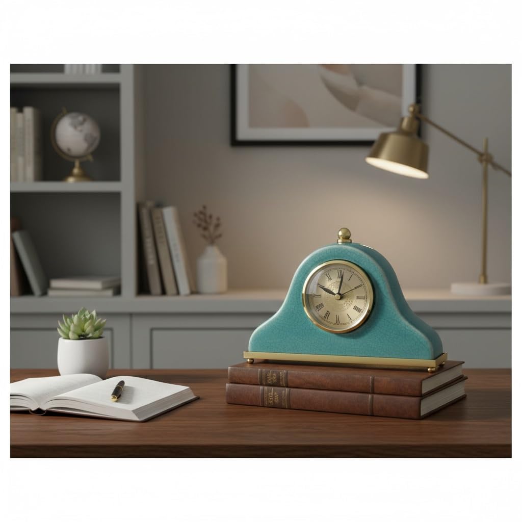 Décorative Horloge en céramique, décoration de Bureau, Horloge Salon pour Bureau Chambre Table