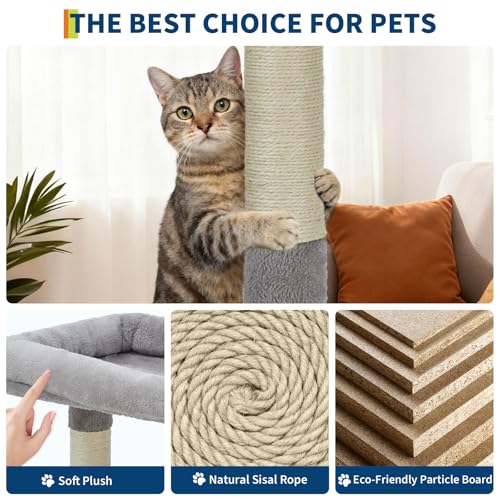 Torre para gatos grandes con estructura resistente y postes de sisal miniatura 5