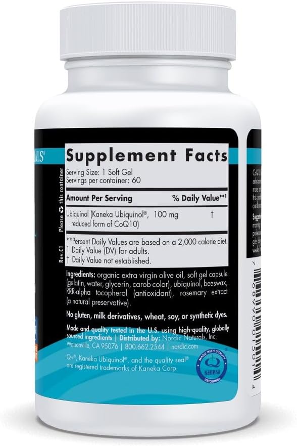 Nordic Naturals Nordic CoQ10 Ubiquinol Sport - 60 Mini Soft Gels - 100 mg Ubiquinol - Heart Health, Physical Performance, Cellular Energy Production - Non-GMO - 60 Servings