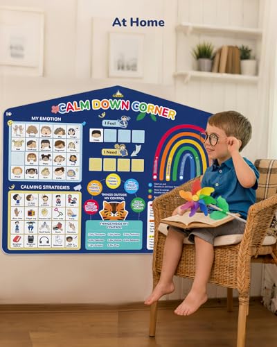 CHEFAN Calm Down Corner Set, Feelings Chart for Kids,Social Emotional Learning Activities,Calm Corner Classroom Supplies for Therapy Office Decor, Mental Health Wall Decorations for Preschool Teachers - Image 3