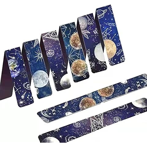 JIJICZ Magnetic Bookmark 8 Pcs Starry Sky Theme Magnet Page Markers Set Page Clip Space Assorted for Kids Boys Children Teachers Reading School Home Office Supplies (Planet) Cover