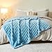 NEWCOSPLAY Super Soft Throw Blanket Blue Premium Silky Flannel Fleece 3D Ribbed Jacquard Lightweight Bed Blanket All Season Use (Blue Ribbed, Throw(50