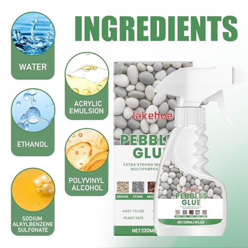 Kiesbinder 120ml, Steinkleber, Marmor Kleber Natursteinkleber - Bindemittel für Kieselsteine Naturstein Marmor Granit - Starke Haftung, Wasserdicht Transparent, Schnell Trocknend, Landschaftsbau